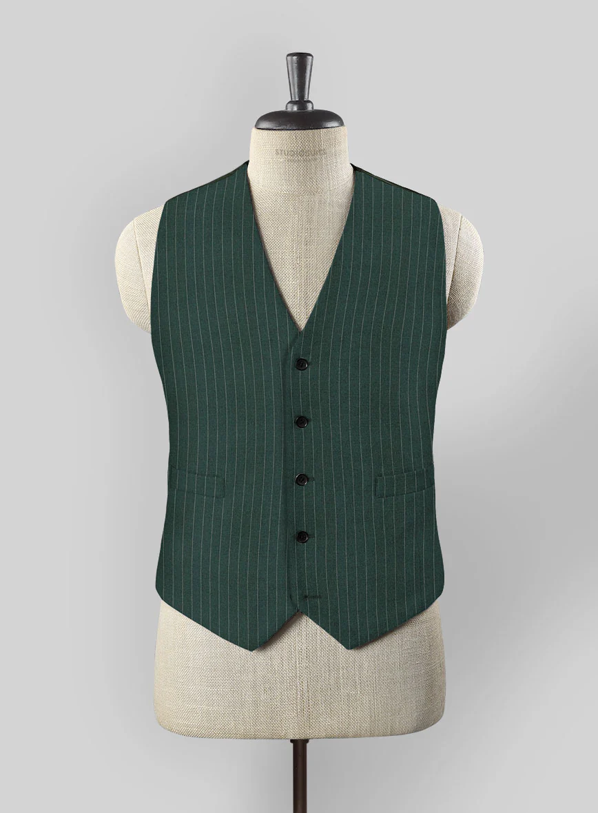 Green Pinstripe Waist Coat - Image 2