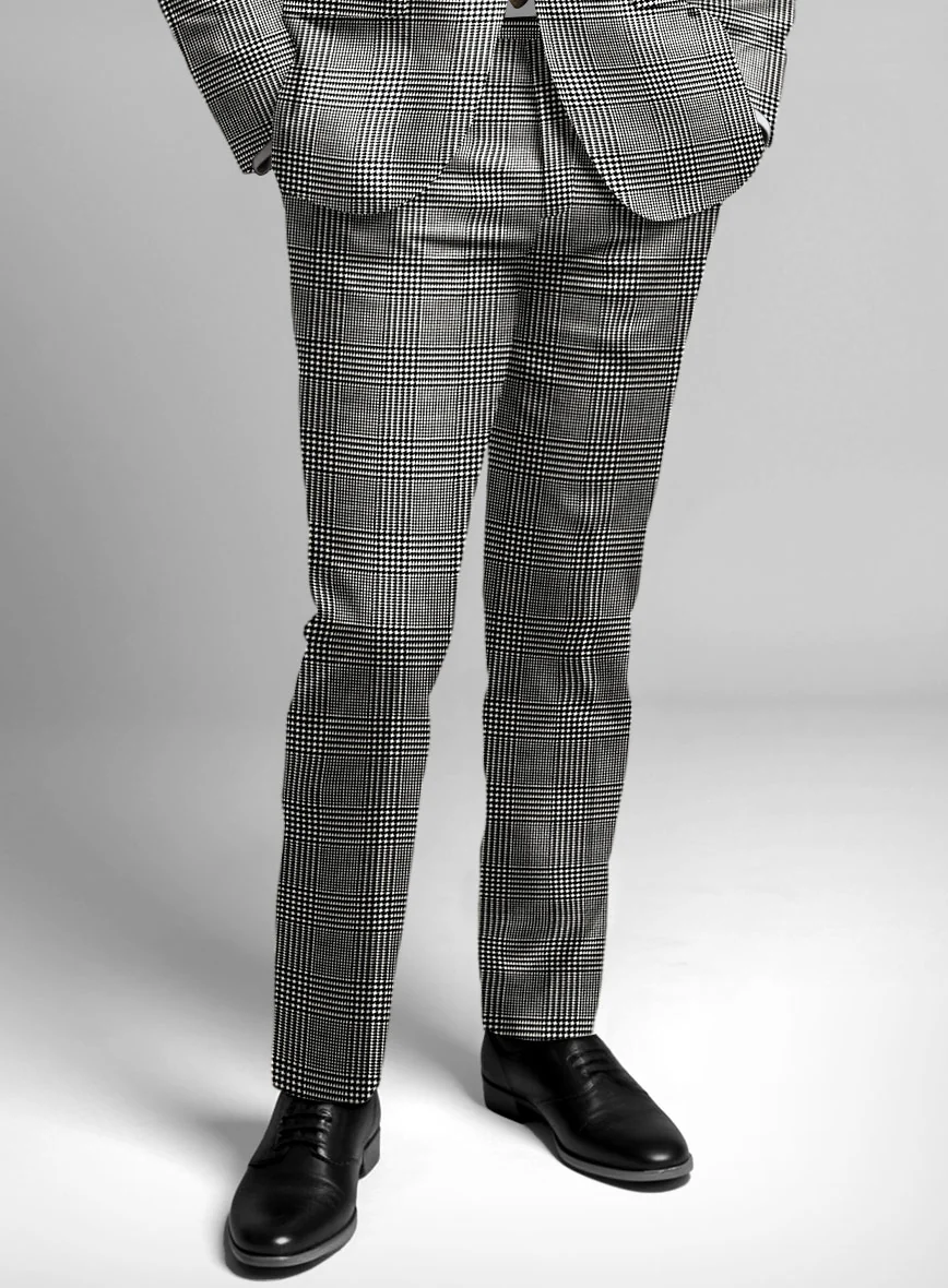 Guabello Black & White Wool Jersey Pants - Image 2