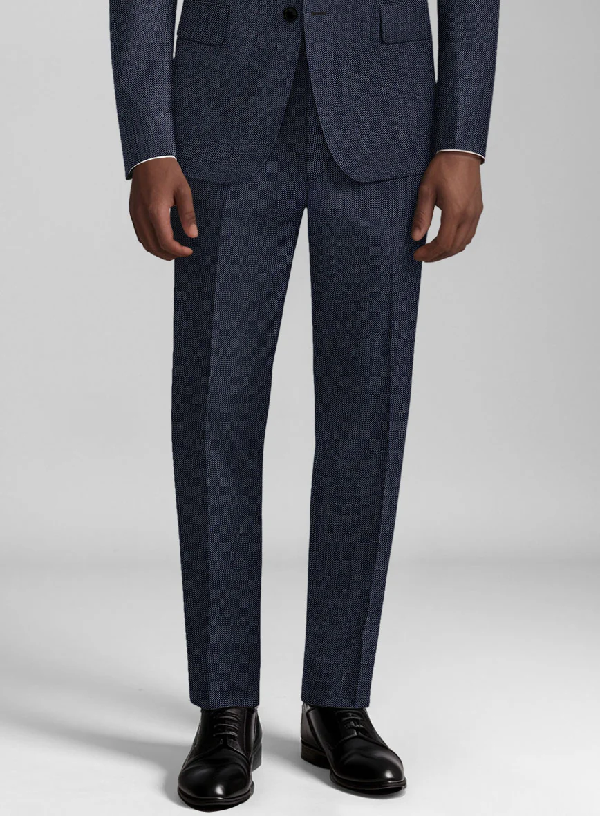 Guabello Blue Herringbone Pants - Image 2