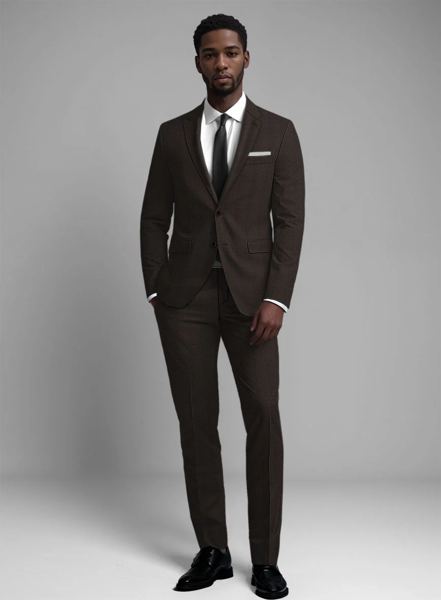 Guabello Brown Prince Of Wales Suit