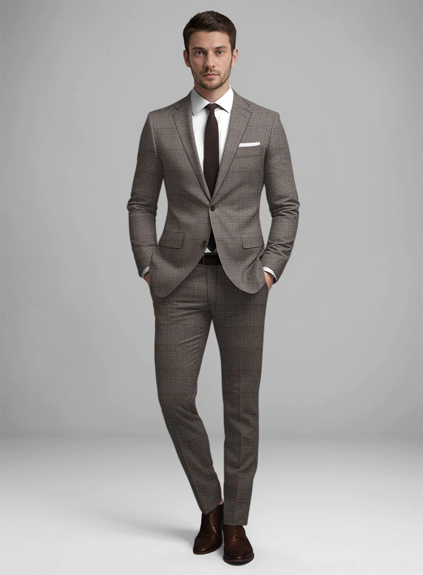 Guabello Brown Windowpane Suit