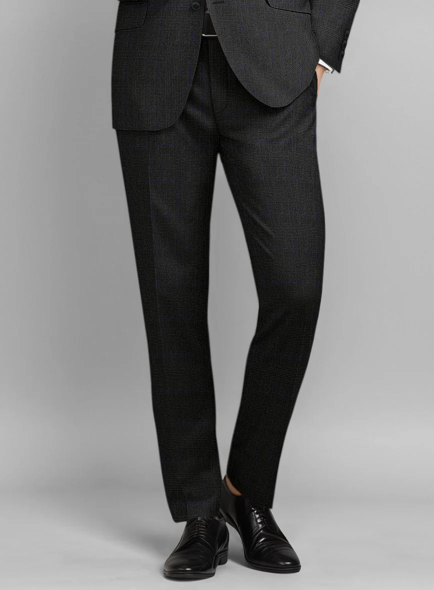 Guabello Charcoal Prince Of Wales Pants - Image 2