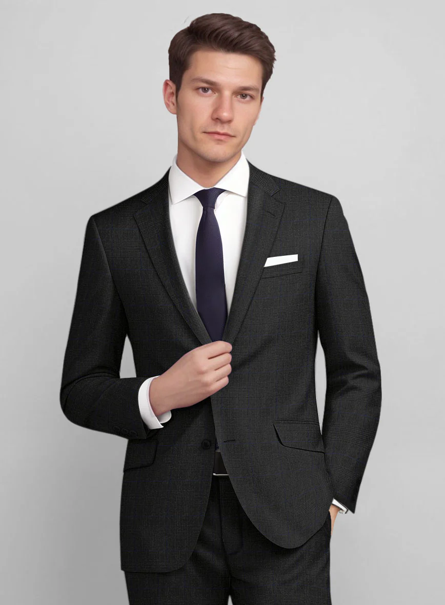 Guabello Charcoal Prince Of Wales Suit - Image 3