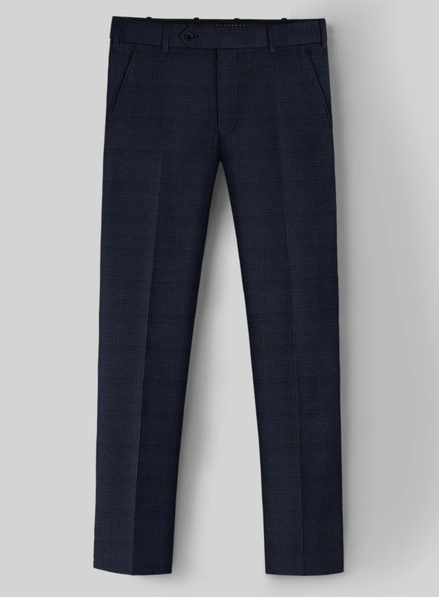 Guabello Dark Blue Prince Of Wales Pants