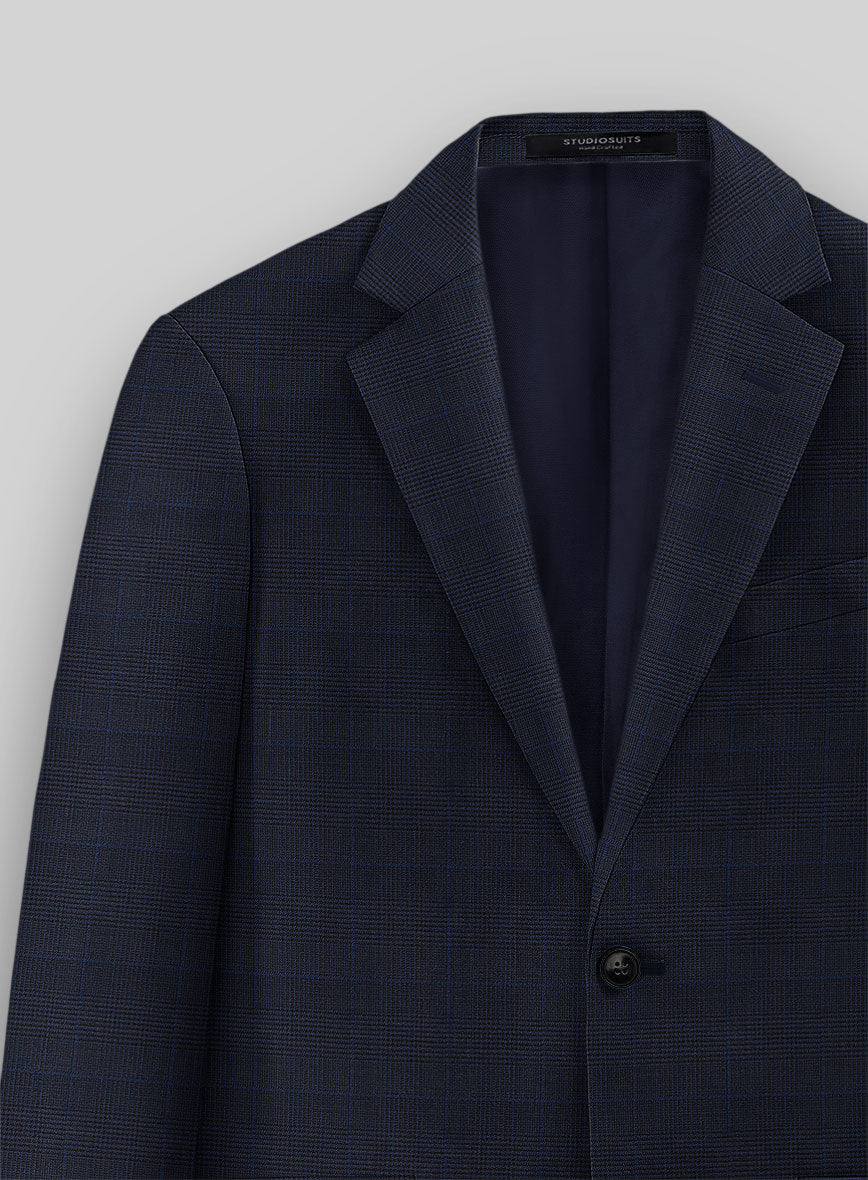 Guabello Dark Blue Prince Of Wales Suit - Image 4
