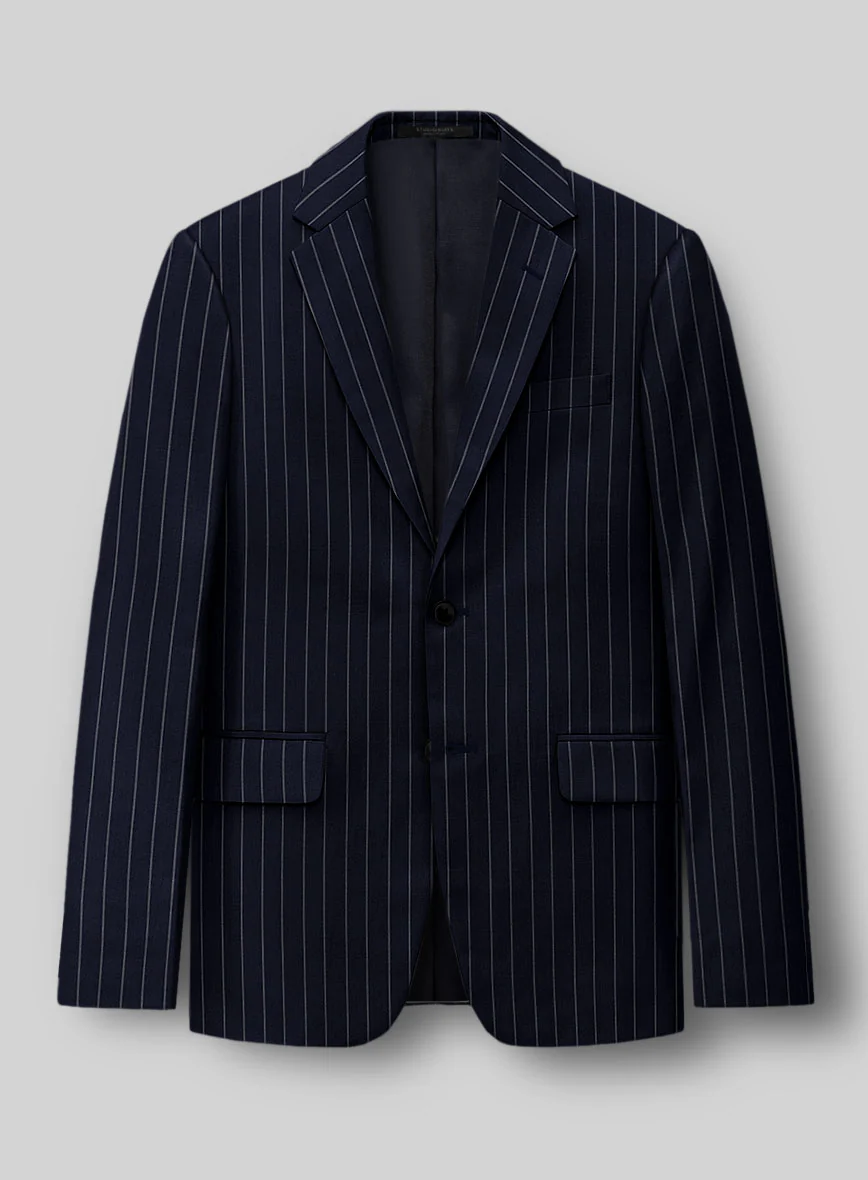Guabello Navy Blue Rope Stripe Suit - Image 2