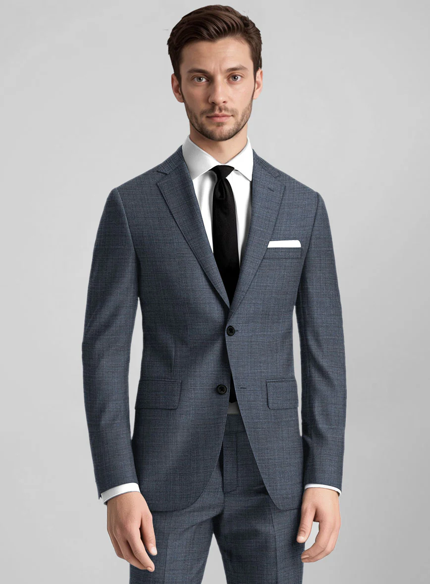 Guabello Steel Blue Sharkskin Suit - Image 3