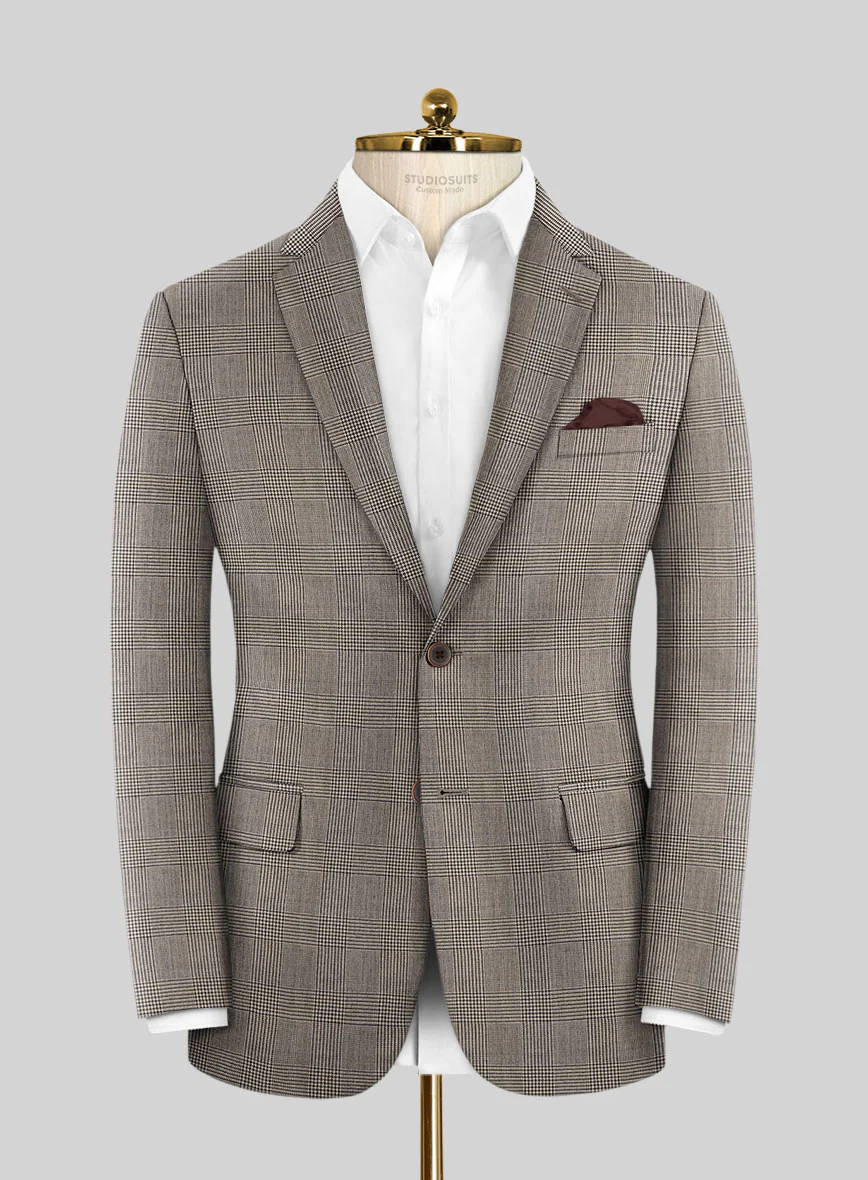 Hardy Minnis Beige Prince of Wales Wool Jacket - Image 3