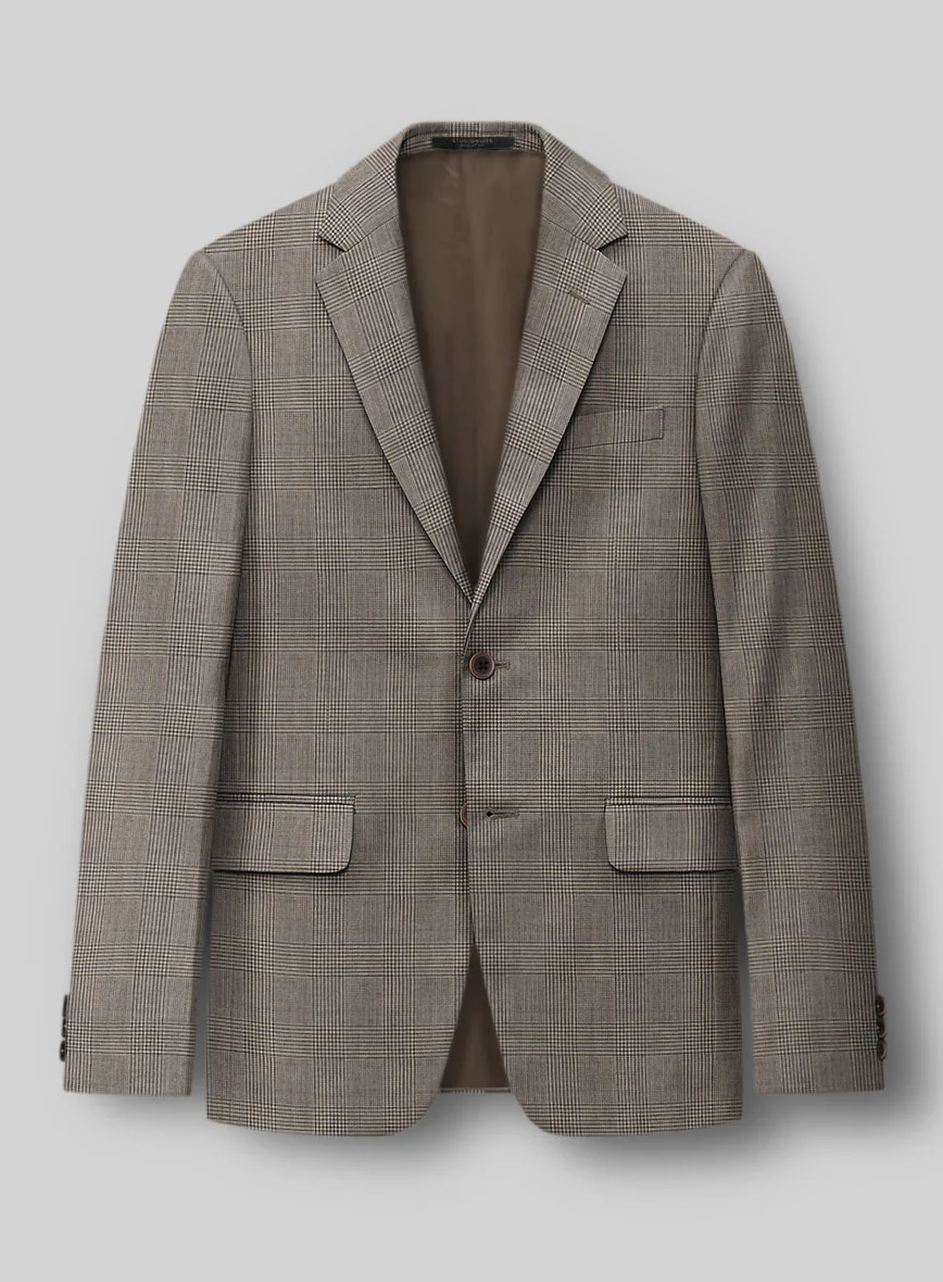 Hardy Minnis Beige Prince of Wales Wool Suit - Image 5