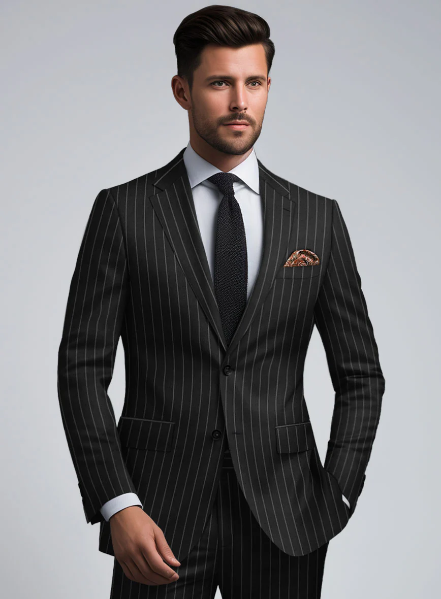 Hardy Minnis Black Rope Stripe Wool Suit - Image 4