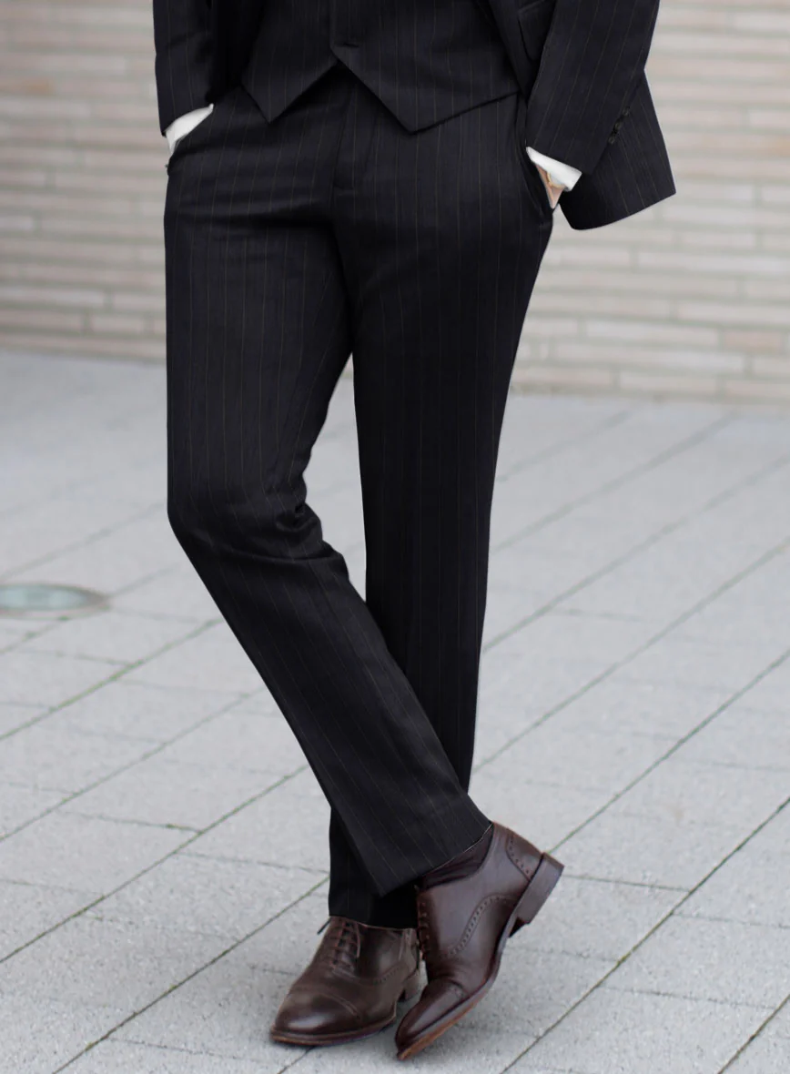Hardy Minnis Blue Chalkstripe Wool Pants - Image 2