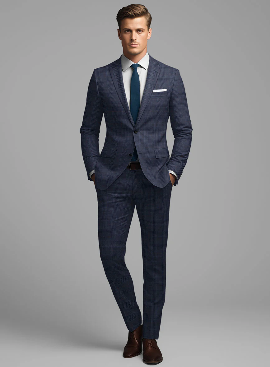 Hardy Minnis Blue Checks Wool Suit - Image 2