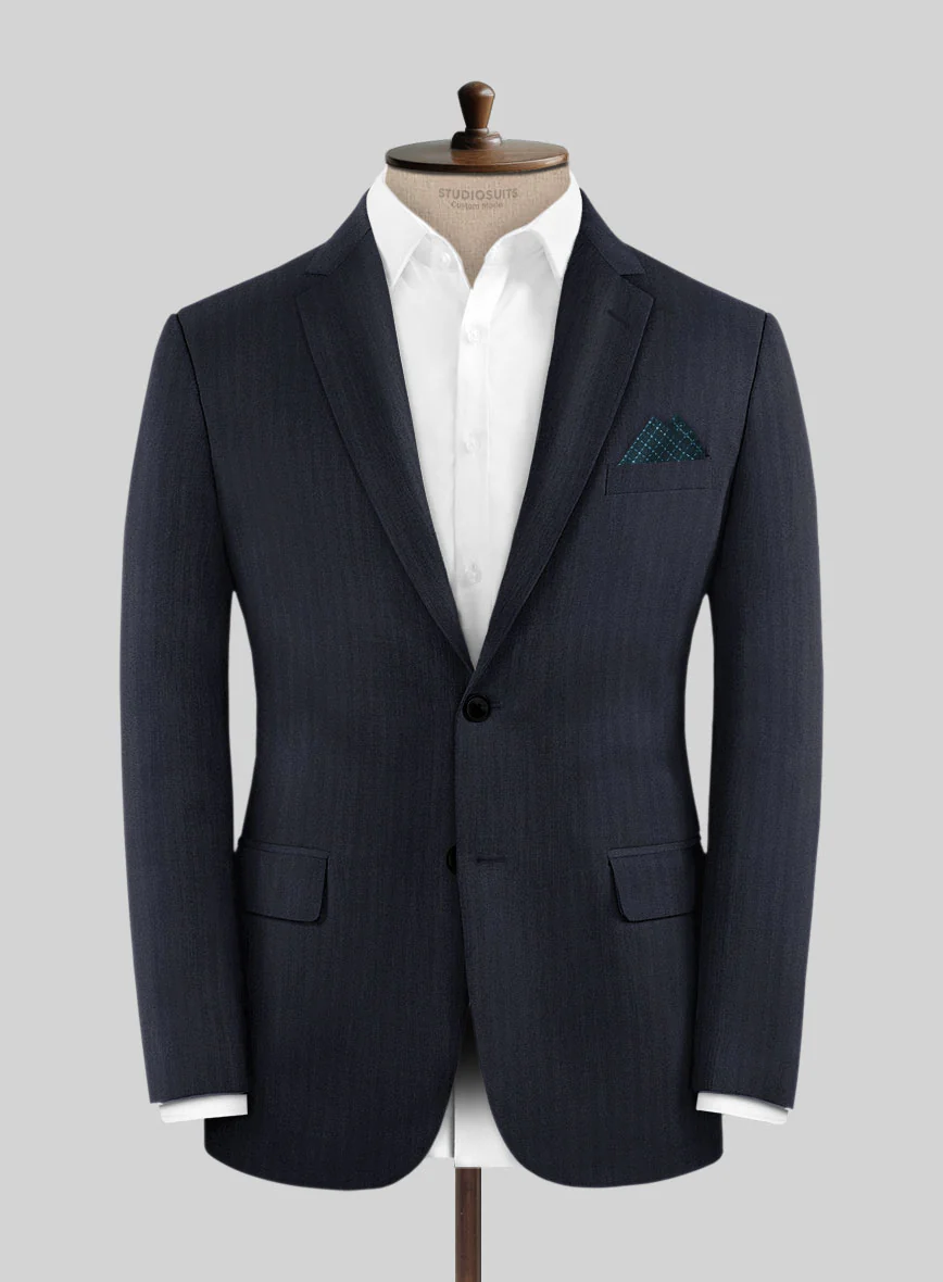 Hardy Minnis Blue Herringbone Wool Jacket - Image 3