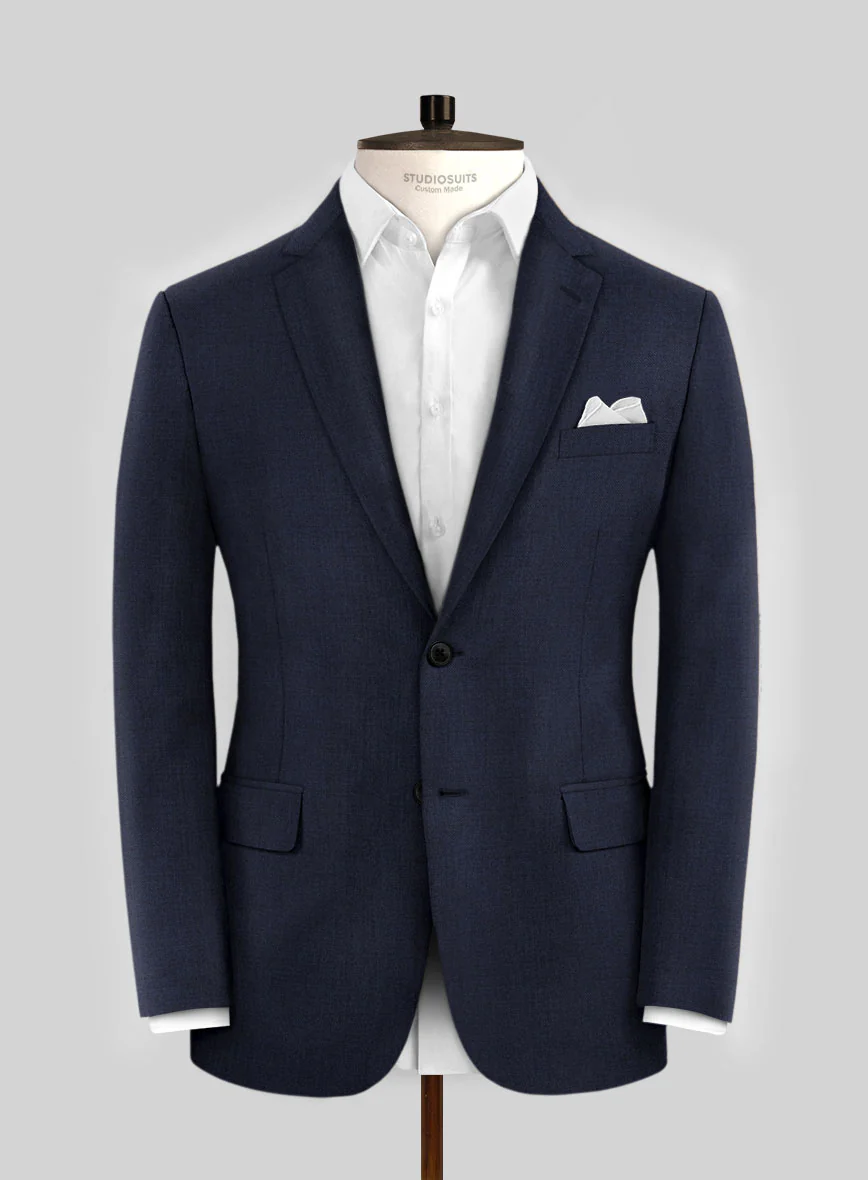 Hardy Minnis Blue Sharkskin Wool Suit - Image 3
