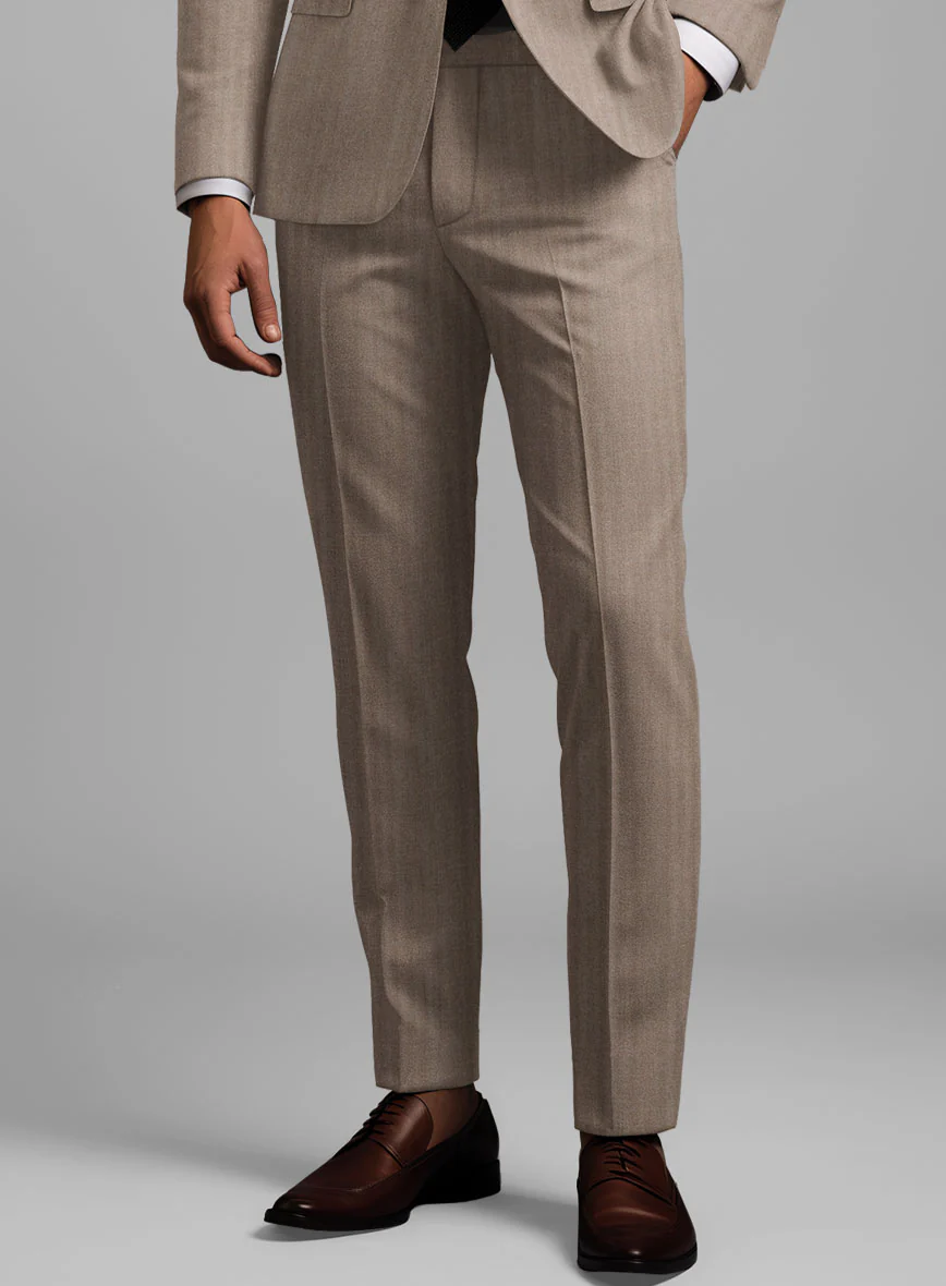 Hardy Minnis Brown Herringbone Wool Pants - Image 2