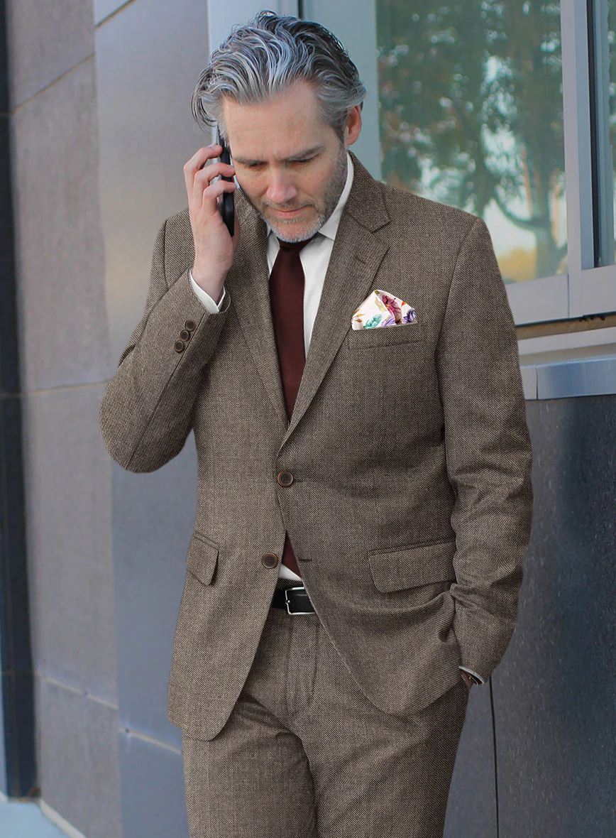 Hardy Minnis Brown Sharkskin Wool Suit - Image 4