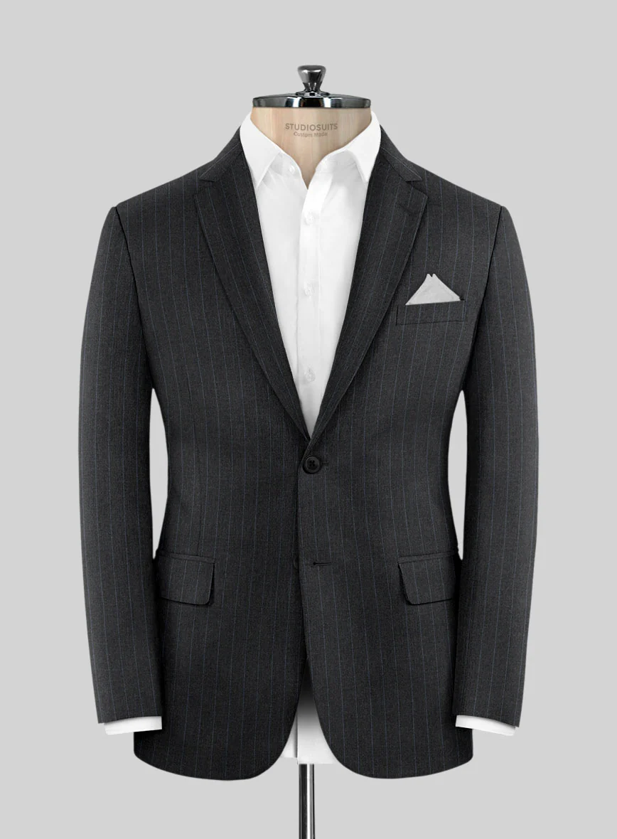 Hardy Minnis Charcoal Chalkstripe Wool Jacket - Image 3