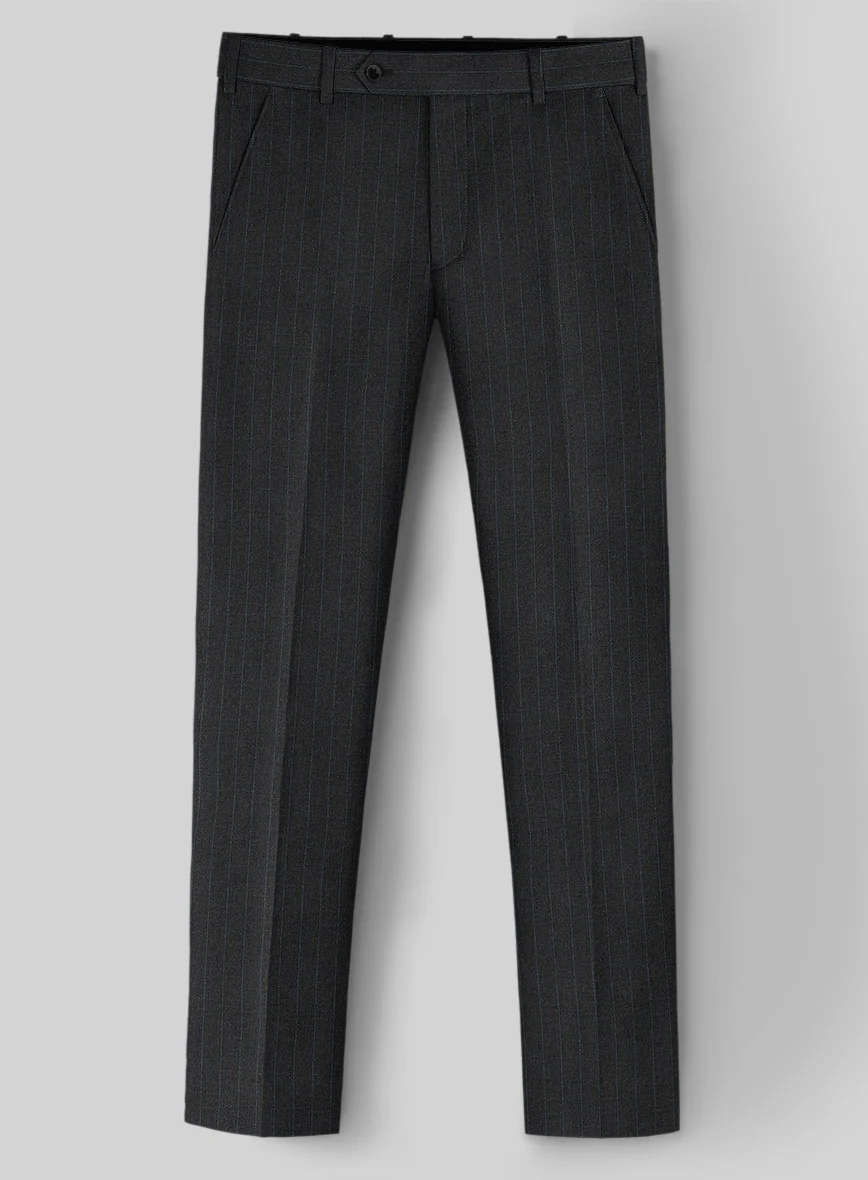 Hardy Minnis Charcoal Chalkstripe Wool Pants