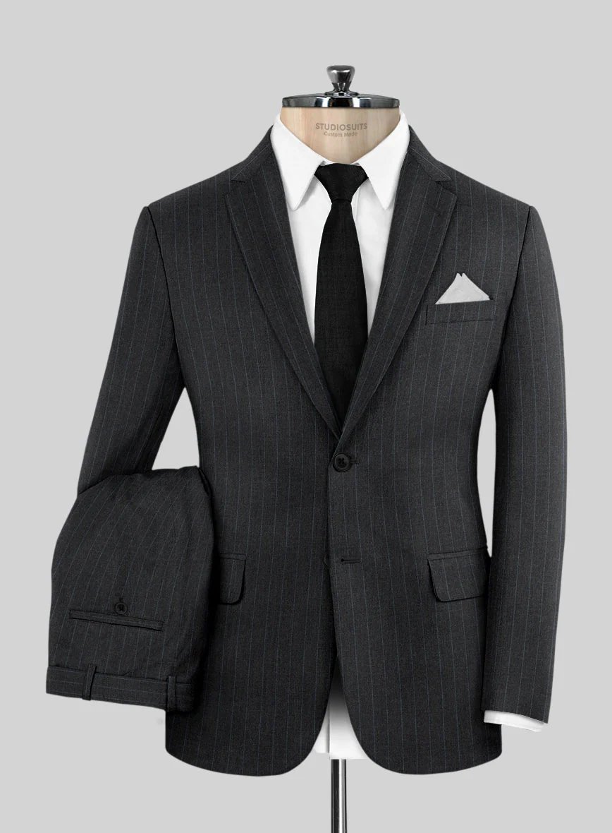 Hardy Minnis Charcoal Chalkstripe Wool Suit