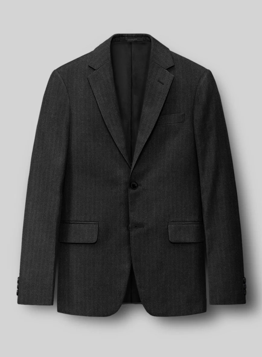 Hardy Minnis Charcoal Herringbone Wool Jacket