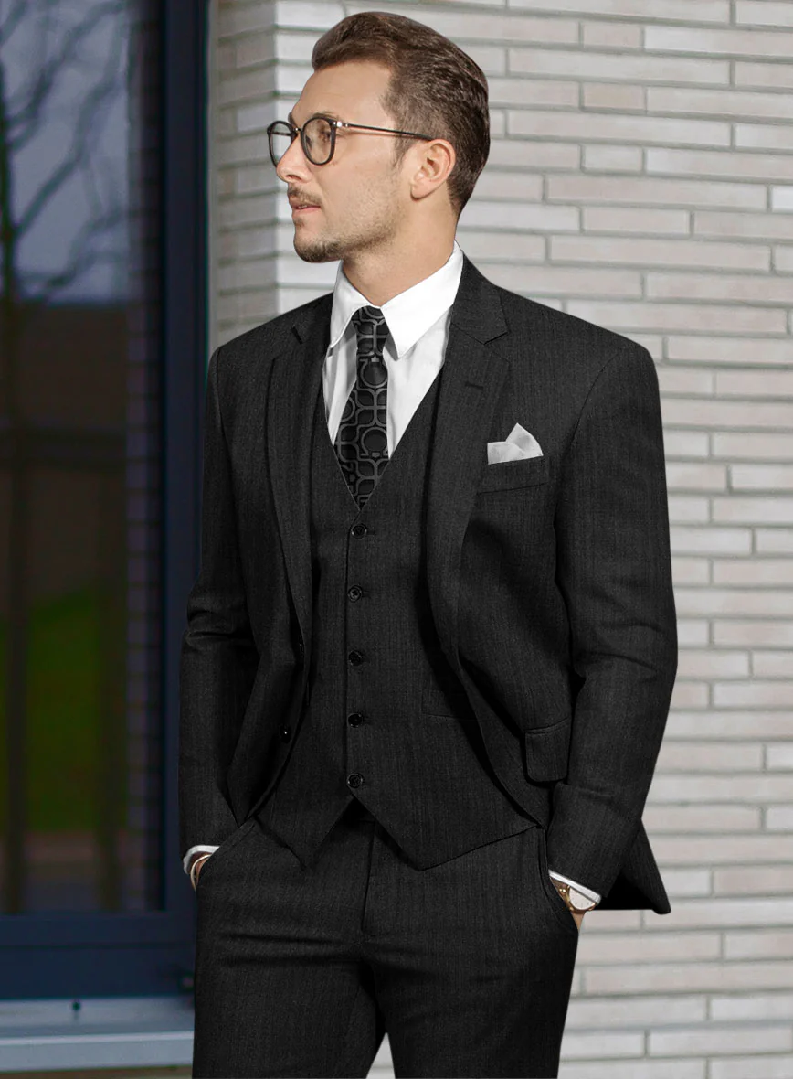 Hardy Minnis Charcoal Herringbone Wool Jacket - Image 2
