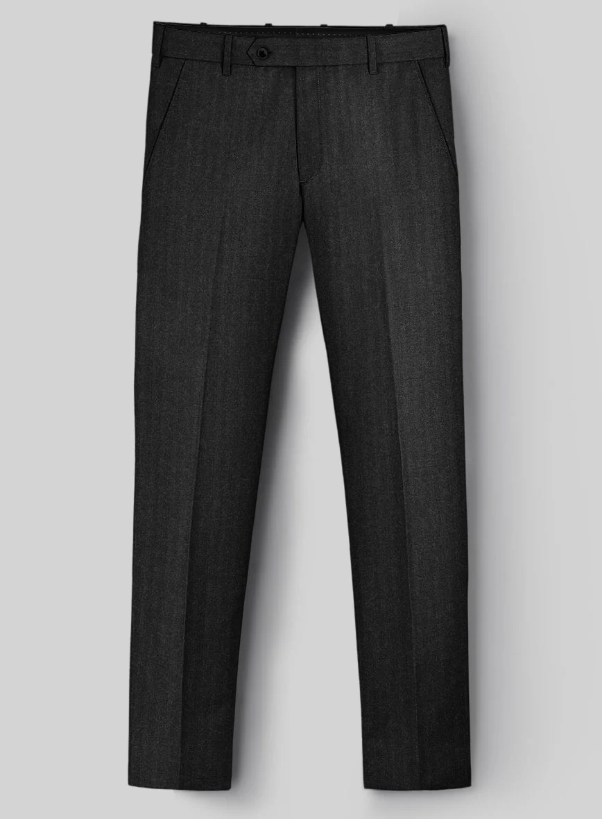 Hardy Minnis Charcoal Herringbone Wool Suit - Image 7