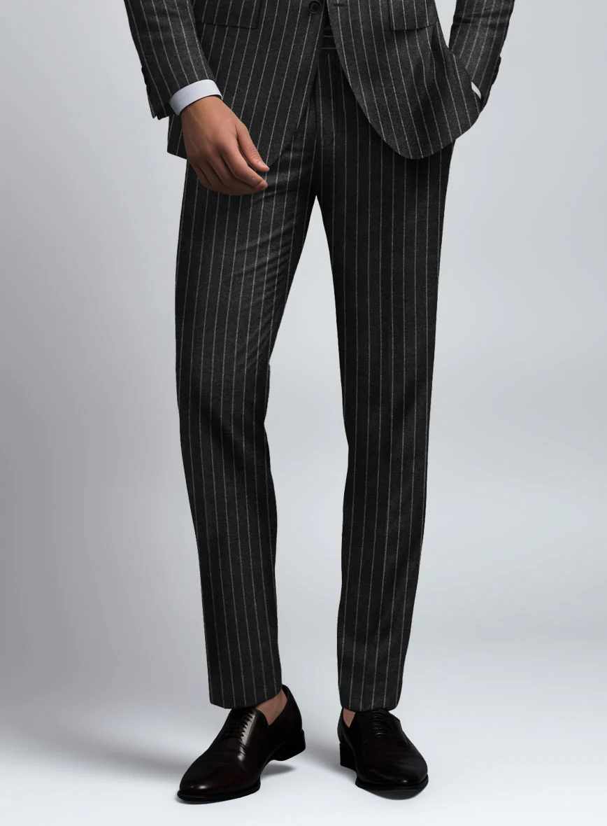 Hardy Minnis Charcoal Rope Stripe Wool Pants - Image 2