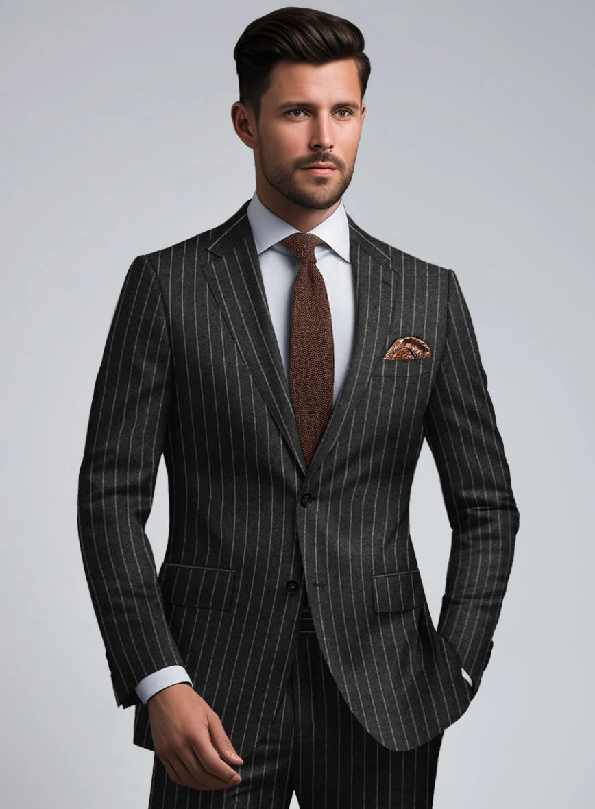 Hardy Minnis Charcoal Rope Stripe Wool Suit - Image 4