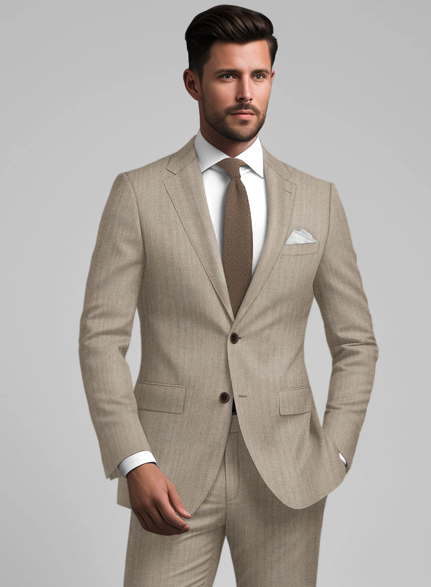 Hardy Minnis Dark Beige Herringbone Wool Jacket - Image 2