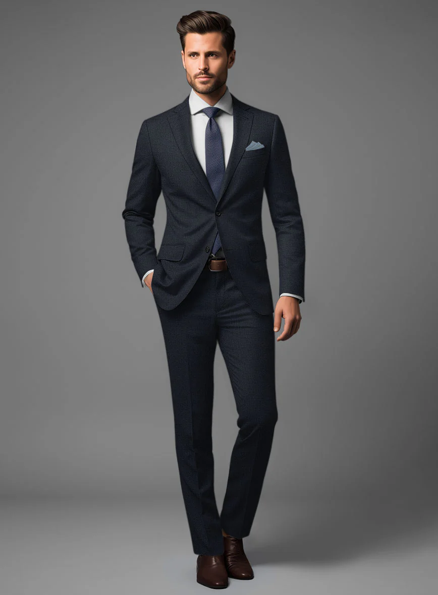 Hardy Minnis Dark Blue Birdseye Wool Suit - Image 2