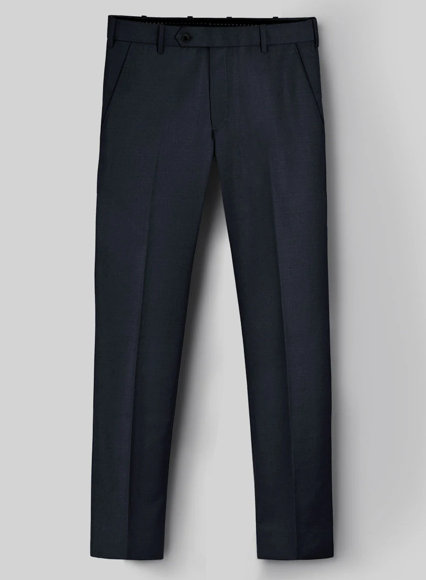 Hardy Minnis Dark Blue Sharkskin Wool Pants