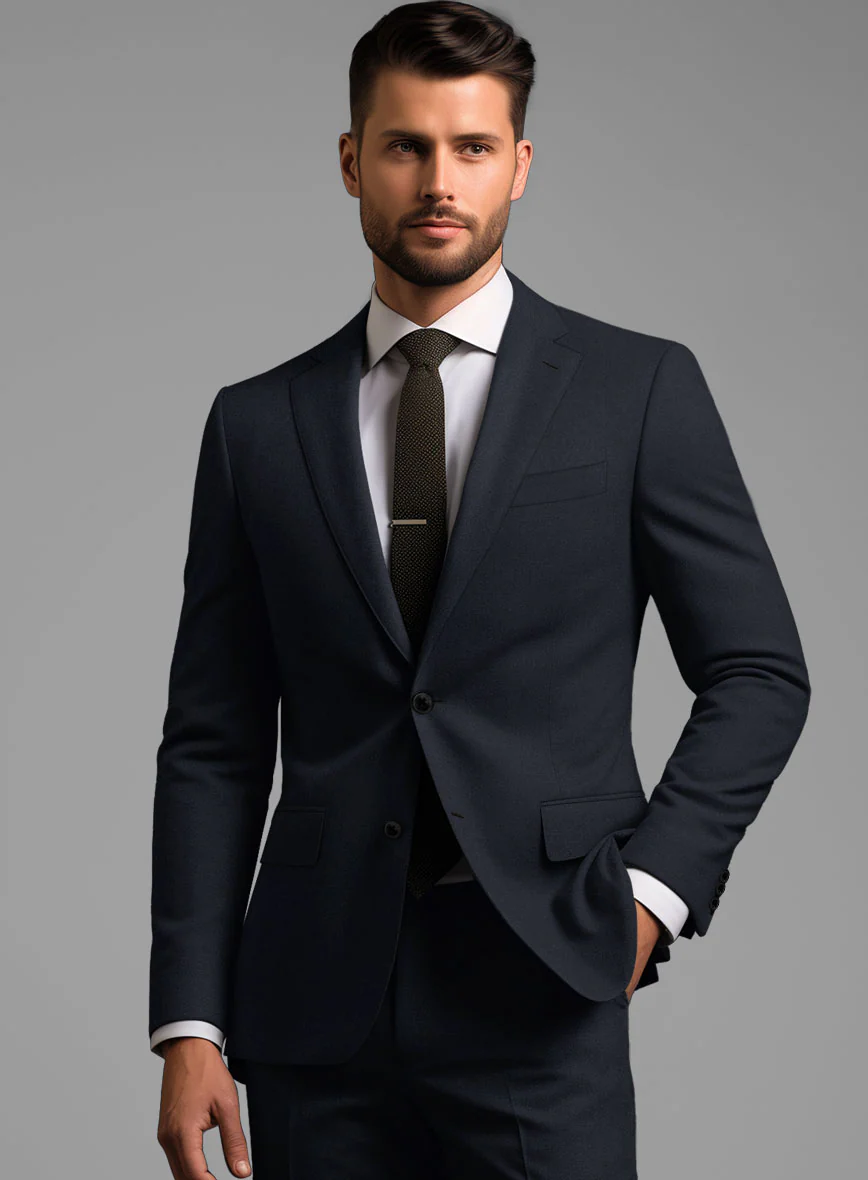 Hardy Minnis Dark Blue Sharkskin Wool Suit - Image 4