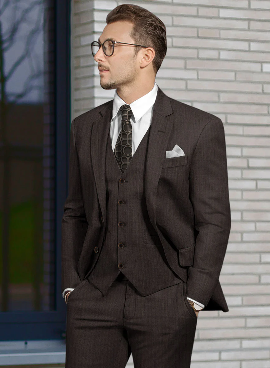 Hardy Minnis Dark Brown Herringbone Wool Jacket - Image 2