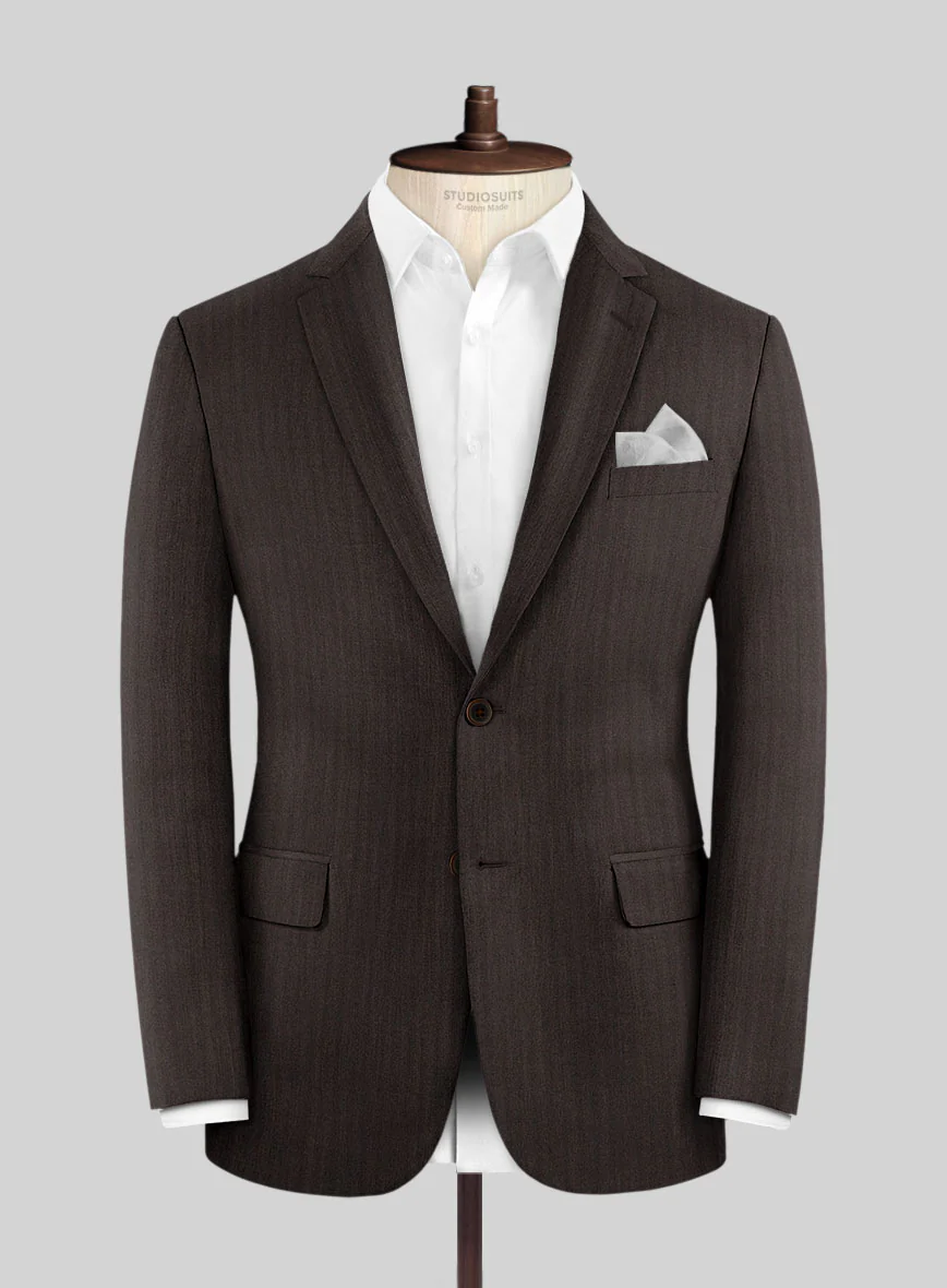 Hardy Minnis Dark Brown Herringbone Wool Jacket - Image 3