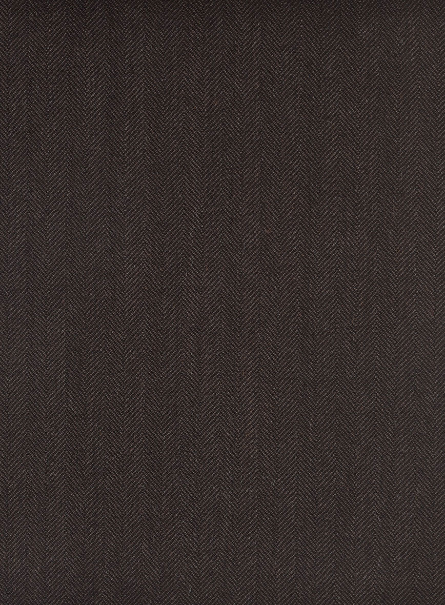Hardy Minnis Dark Brown Herringbone Wool Suit - Image 9