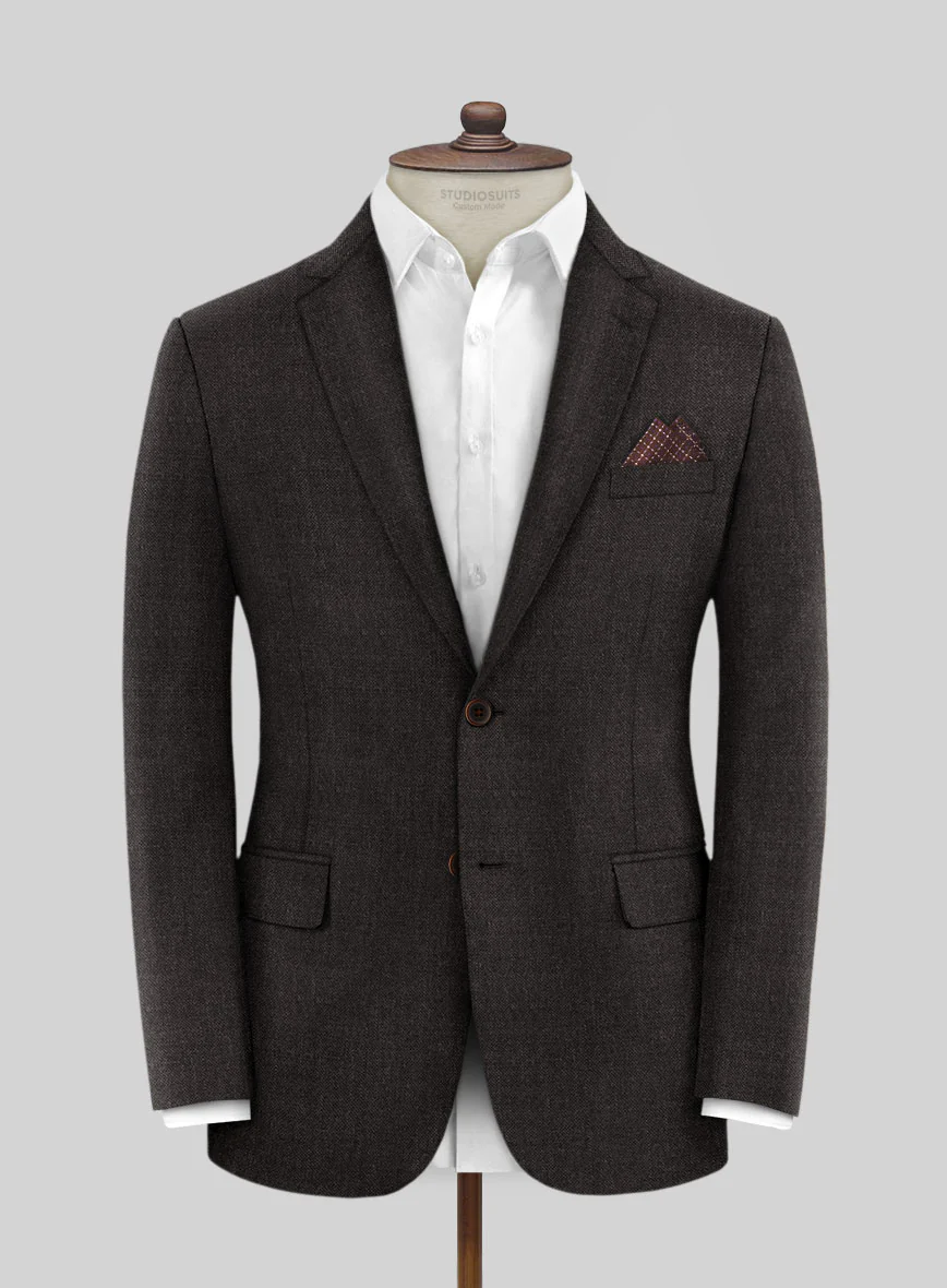 Hardy Minnis Dark Brown Sharkskin Wool Jacket - Image 2