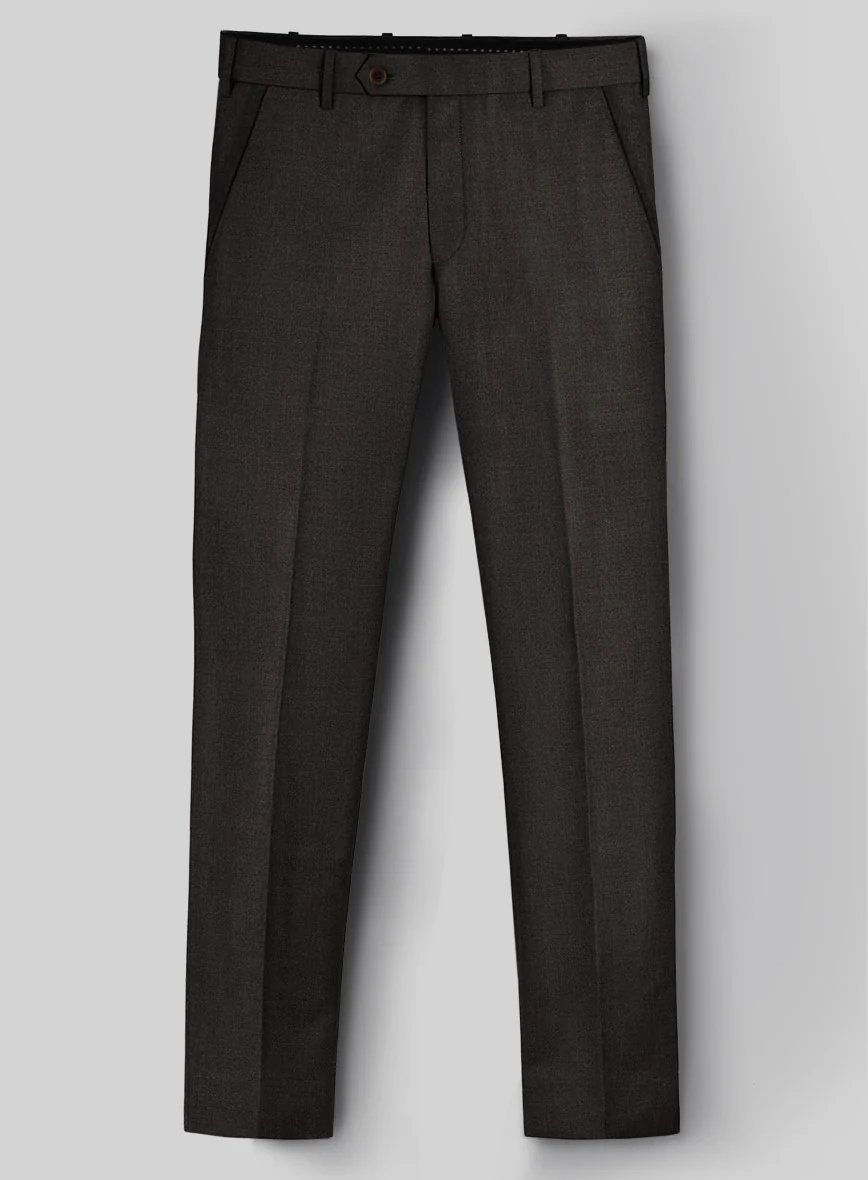 Hardy Minnis Dark Brown Sharkskin Wool Pants