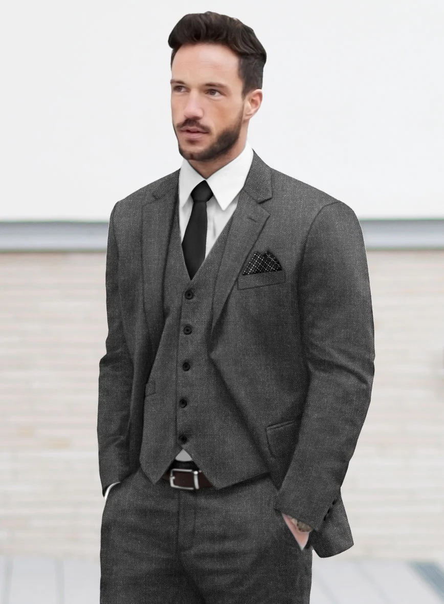 Hardy Minnis Dark Gray Sharkskin Wool Suit - Image 4