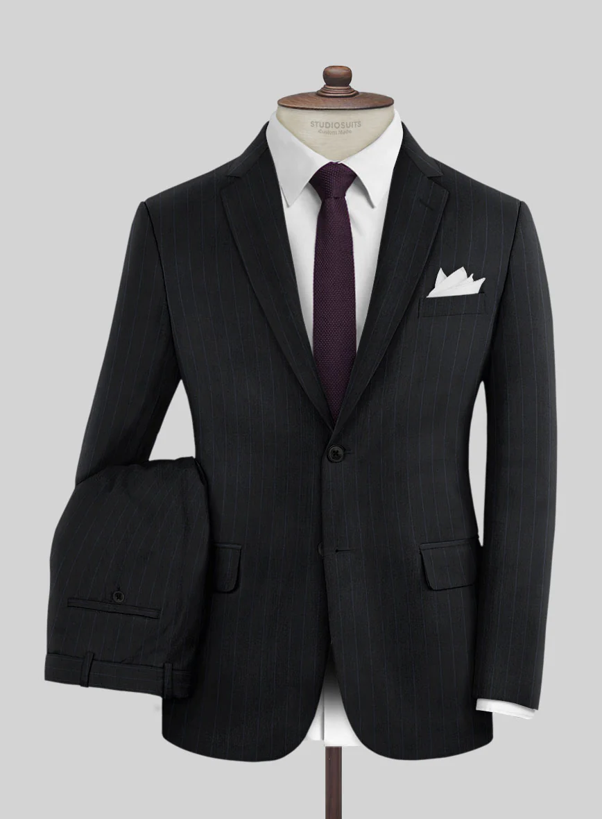 Hardy Minnis Midnight Blue Chalkstripe Wool Suit