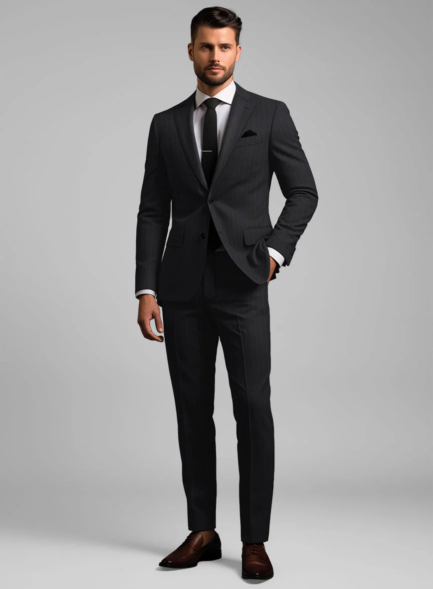 Hardy Minnis Midnight Blue Chalkstripe Wool Suit - Image 2