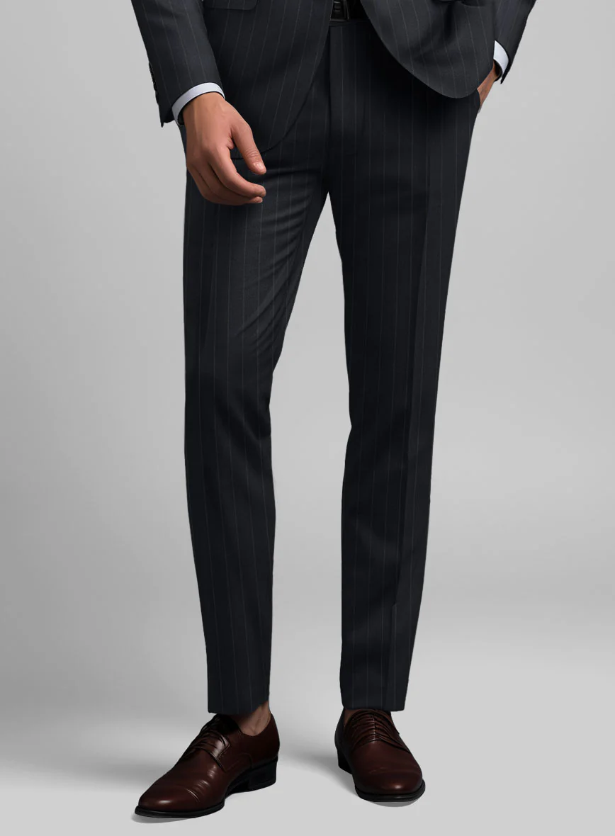 Hardy Minnis Midnight Blue Pinstripe Wool Pants - Image 2