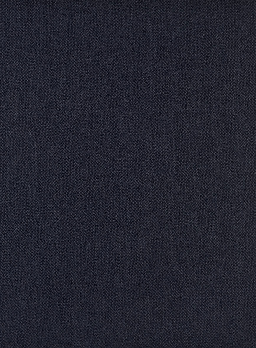 Hardy Minnis Navy Blue Herringbone Wool Suit - Image 9