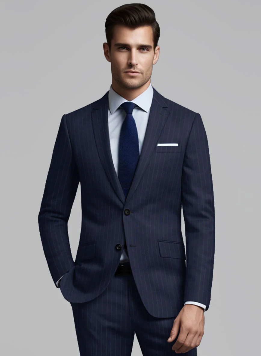 Hardy Minnis Navy Blue Pinstripe Wool Jacket - Image 2