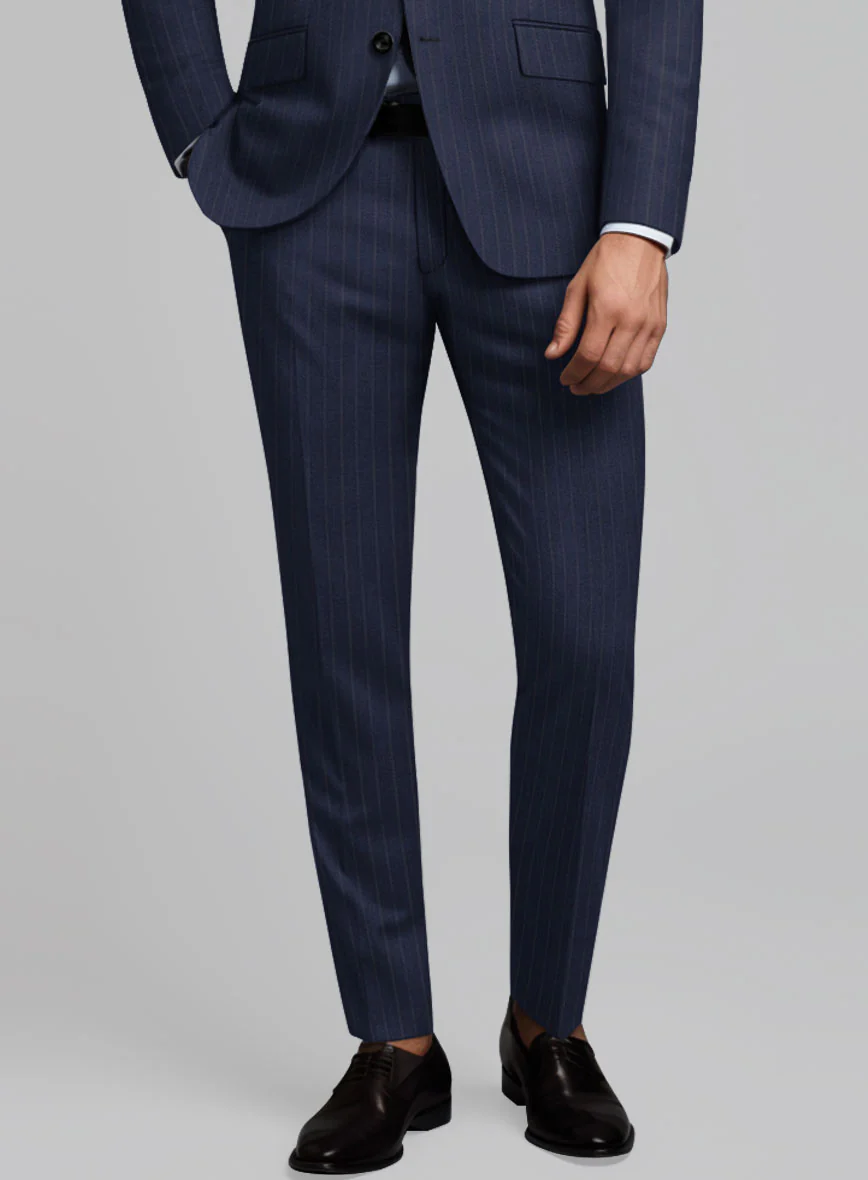 Hardy Minnis Navy Blue Pinstripe Wool Suit - Image 6