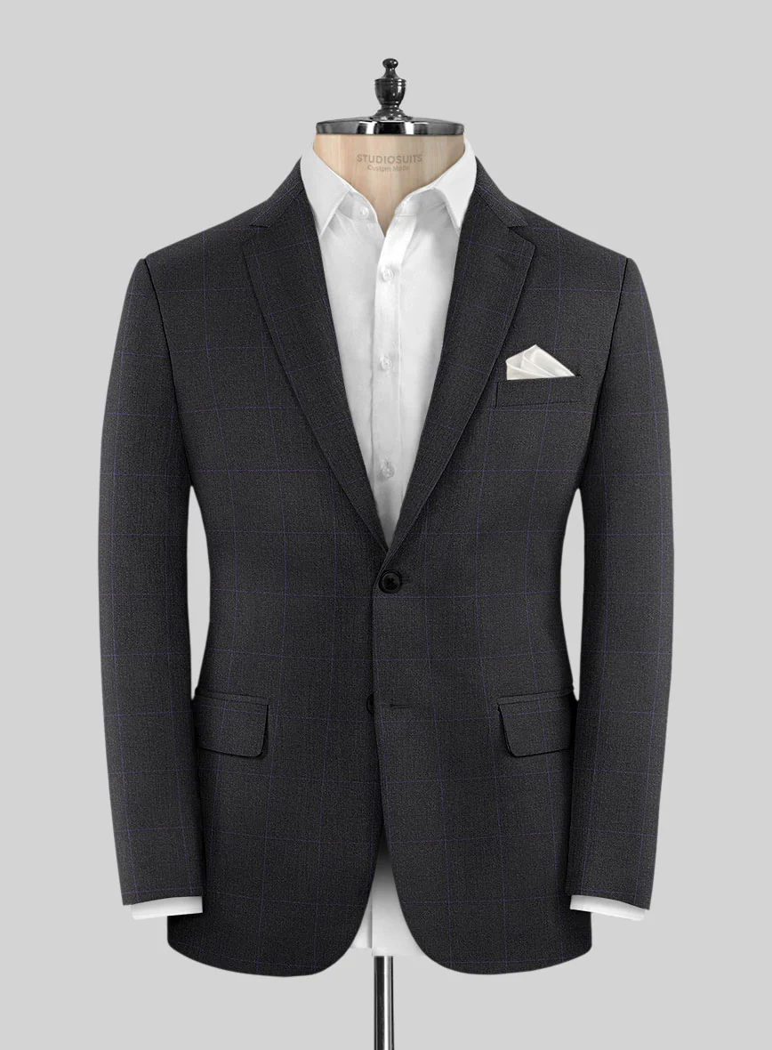 Hardy Minnis Pane Charcoal Wool Suit - Image 3