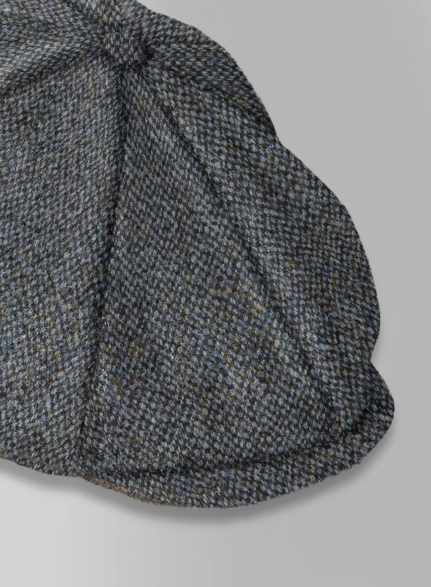 Harris Tweed Barley Blue Newsboy Cap - Image 4