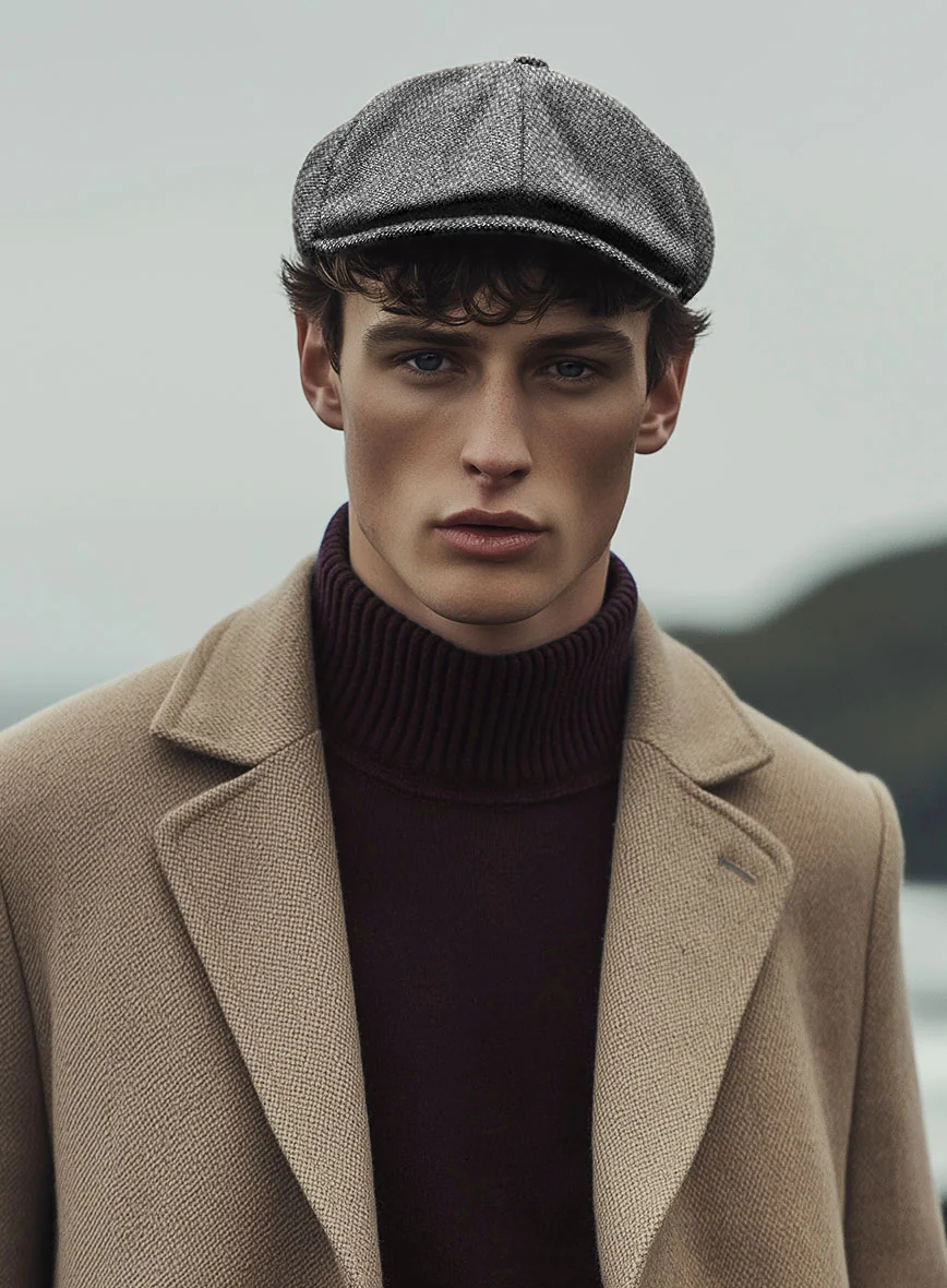 Harris Tweed Barley Gray Newsboy Cap - Image 2