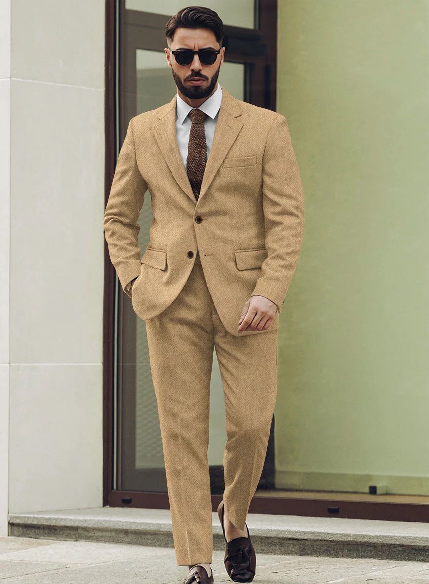 Harris Tweed Beige Herringbone Suit - Image 2