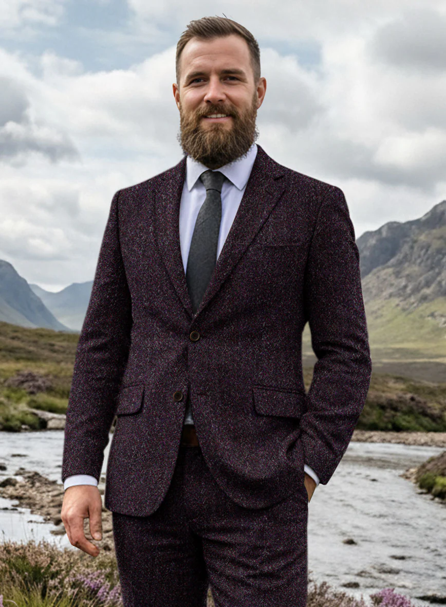 Harris Tweed Bramblewine Herringbone Jacket - Image 2