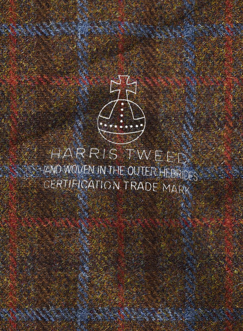 Harris Tweed Brown Checks Pea Coat - Image 4